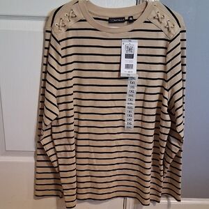 Rafaella Cream and Black Striped Top